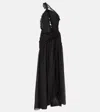Blumarine Ruffled Halterneck Silk Maxi Dress In Black