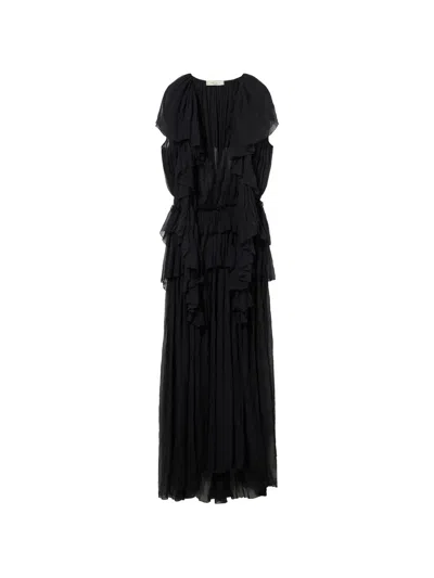 Blumarine Ruffled Lace Dress In Black