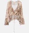 Blumarine Animal Print Ruffled Flared Cuffs Tops