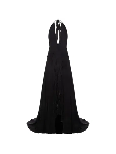 Blumarine Ruffled Maxi Dress In Black