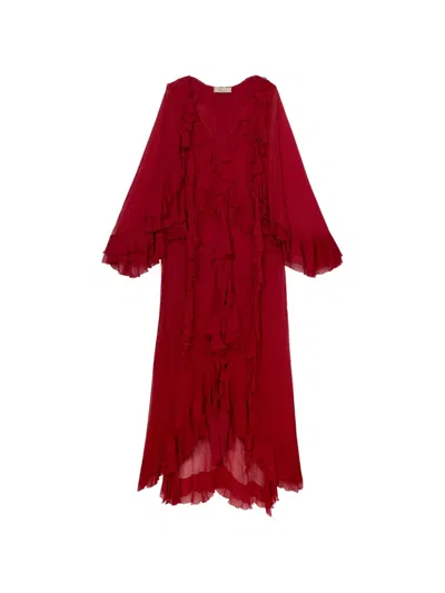 Blumarine Ruffled Maxi Dress In Red