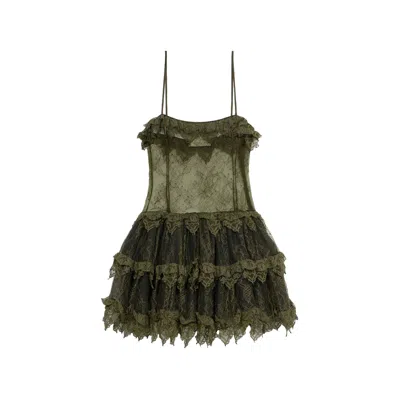 Blumarine Spaghetti Strap Dress In Green