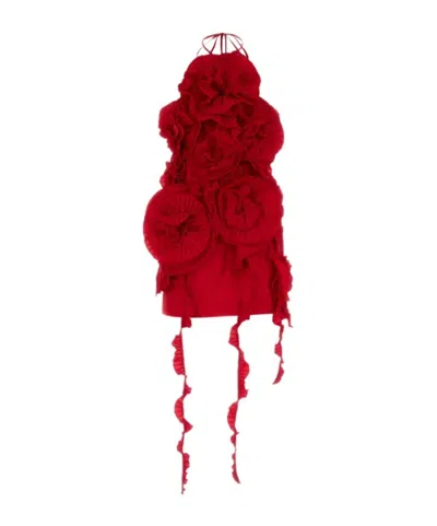 Blumarine Ruffled Mini Dress In Red