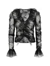 Blumarine Ruffled Net Blouse In Multi