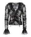 Blumarine Ruffled Net Blouse In Black
