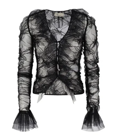BLUMARINE RUFFLED NET BLOUSE