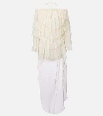 Blumarine Ruffled Silk Minidress In White