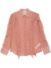Blumarine Ruffled Silk Shirt In Pink