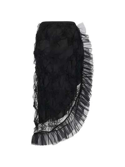 Blumarine Ruffled Tulle Skirt In Black