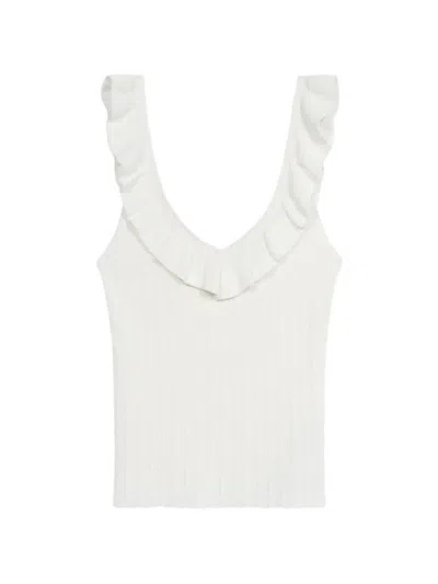 Blumarine Ruffled V-neck Tank Top In White