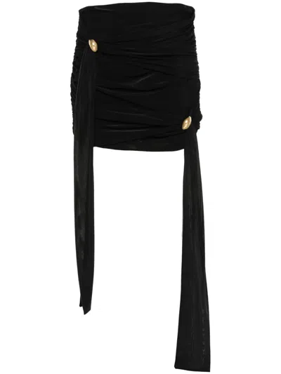 Blumarine Mesh Mini Skirt W/gold Rings In Black
