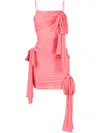 Blumarine Asymmetric Sash-detailing Minidress In Pink