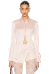 Blumarine Crinkled Satin Shirt In Powder Pink