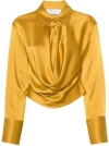 Blumarine Draped Satin Shirt In Yellow