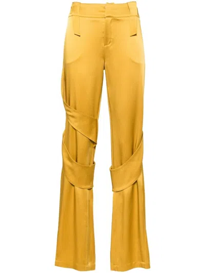 Blumarine Satin Cargo Pants In Yellow