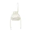 Blumarine Satin Clutch Bag With Rhinestone Logo In White