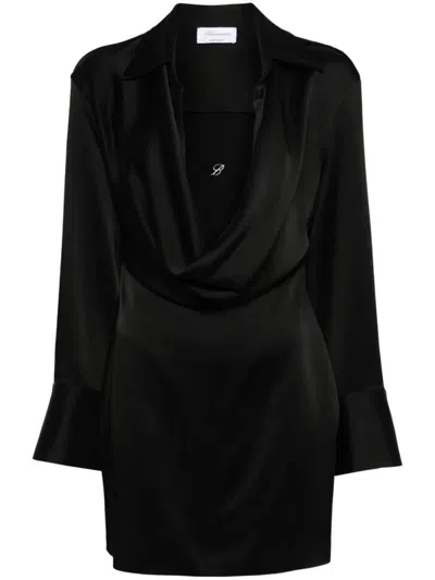 Blumarine Cowl-neck Satin Mini Dress In Black
