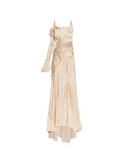Blumarine Satin Dress In Neutral
