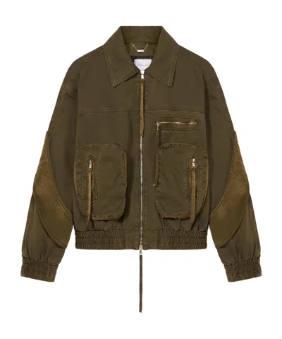 Blumarine Satin-inserts Bomber Jackets In Green