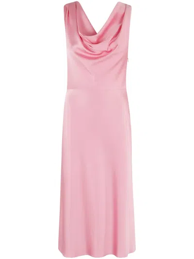 Blumarine Satin Midi Dress In Pink