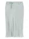 Blumarine Satin Midi Skirt In Blue