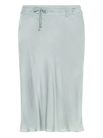 Blumarine Satin Midi Skirt In Blue