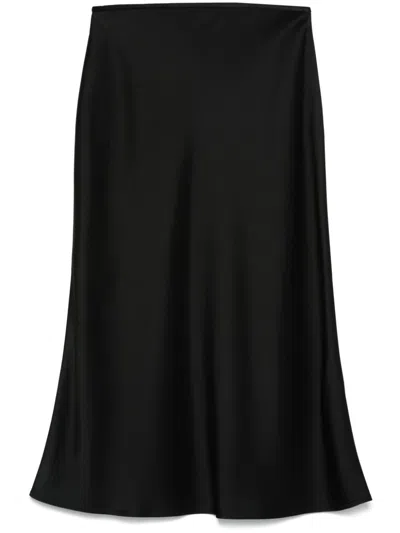 Blumarine Satin Midi Skirt In Black