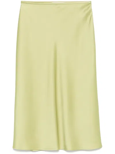 Blumarine Satin Midi Skirt In Green