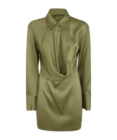 Blumarine Satin Mini Dress In Green