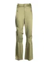 Blumarine Strap-detail Satin Straight-leg Trousers In Verde