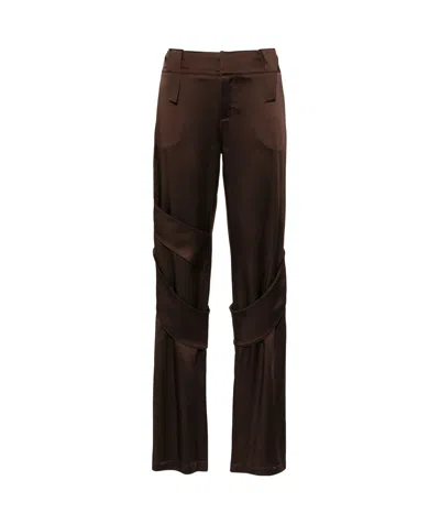 Blumarine Satin Wide-leg Cargo Trousers In Black