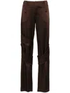 Blumarine Satin Wide-leg Cargo Trousers In Brown
