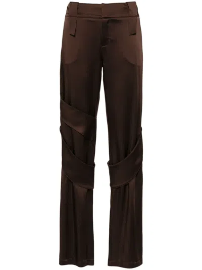 BLUMARINE SATIN WIDE-LEG CARGO TROUSERS