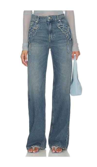 Blumarine Scallop Boyfriend Jean In Blue