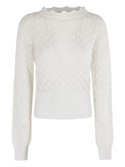 Blumarine Scalloped-collar Sweater In White