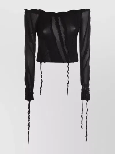 Blumarine Scalloped Edge Sheer Sleeves