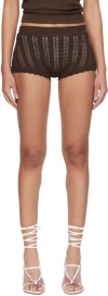 Blumarine Brown Scalloped Shorts In Multicolor