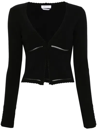Blumarine Knit V-neck Cropped Cardigan In Black