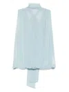 Blumarine Scarf-detail Georgette Top In Blue