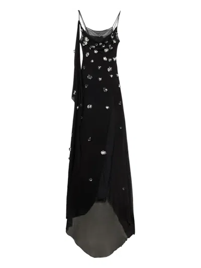 Blumarine Scattered-embellishments Maxi Dress In Black