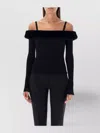 Blumarine Off-the-shoulder Faux Fur Knit Top In Black