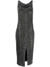 Blumarine Scoop-neck Denim Skirt In Grey