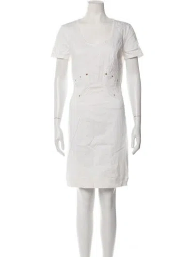 Pre-owned Blumarine Scoop Neck Knee-length Dress In Neutrals