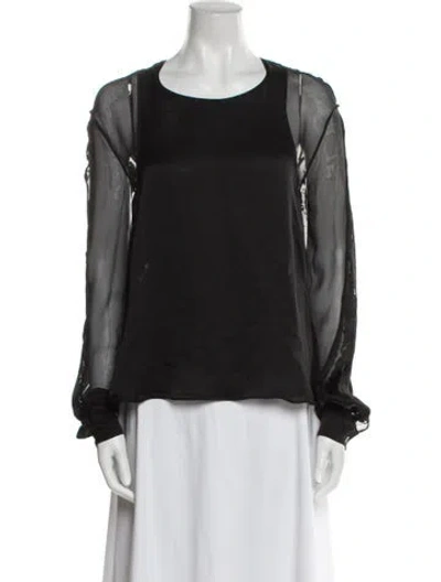 Pre-owned Blumarine Scoop Neck Long Sleeve Blouse In Black