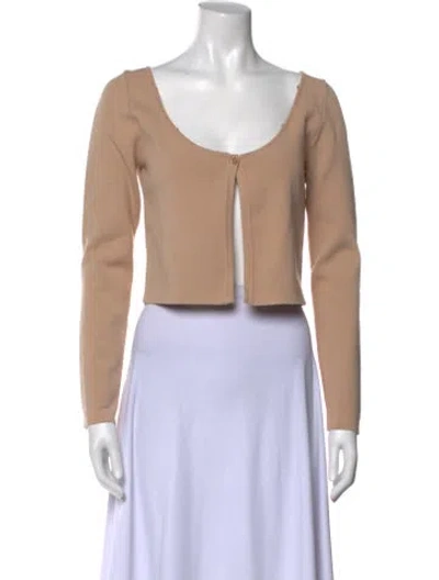 Pre-owned Blumarine Scoop Neck Long Sleeve Crop Top W/ Tags In Neutral