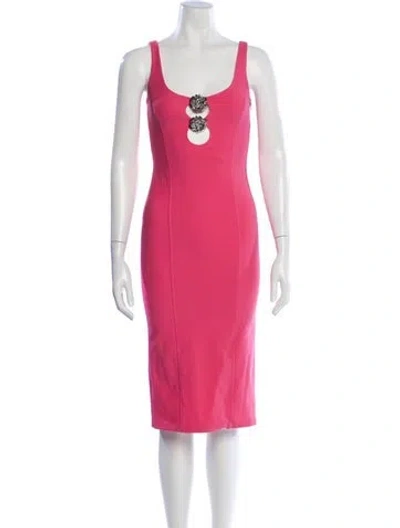 Pre-owned Blumarine Scoop Neck Midi Length Dress W/ Tags In Pink