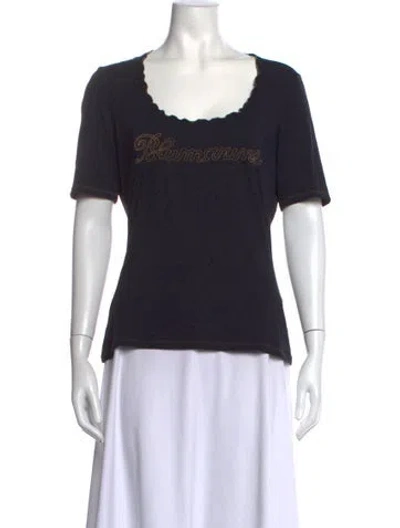 Pre-owned Blumarine Scoop Neck Short Sleeve T-shirt In Black