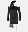 Blumarine Scuba Off-shoulder Minidress In Black