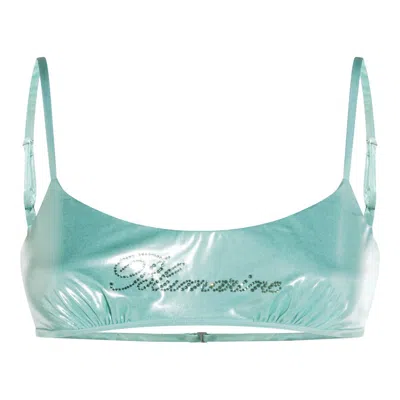 Blumarine Logo-detail Bikini Top In Blue