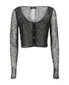 Blumarine Knitwear Sheer Embellished Cropped Length In Black